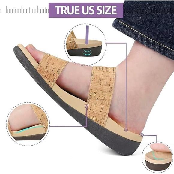 Orthotic Sandals for Women, Walking Slide Sandals with Arch Support SZ 7 - Picture 4 of 6